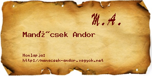 Manácsek Andor névjegykártya
